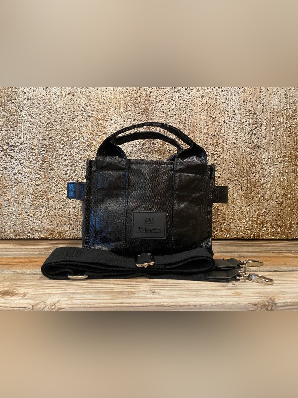 LIKE NEW Urban Outfitters Sold Out BDG Serena Coated Denim Mini Tote Bag - Black - Picture 2 of 16